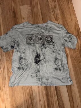 SHEIN Light Gray/Black Cosmic Nature Tie-Dye Graphic Tee